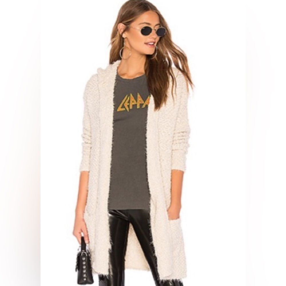 Young Fabulous and Broke Wylie Cream Fuzzy Long Open Front Cardigan- Size Medium